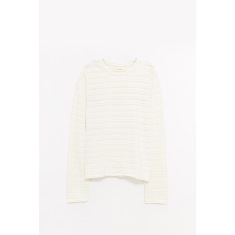 MFPEN OFF WHITE STRIPE ROUND NECK SWEATER